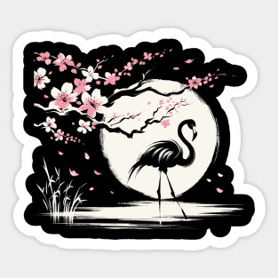 Kawaii Cool Retro Flamingo Japan Style Funny Flamingo Sticker